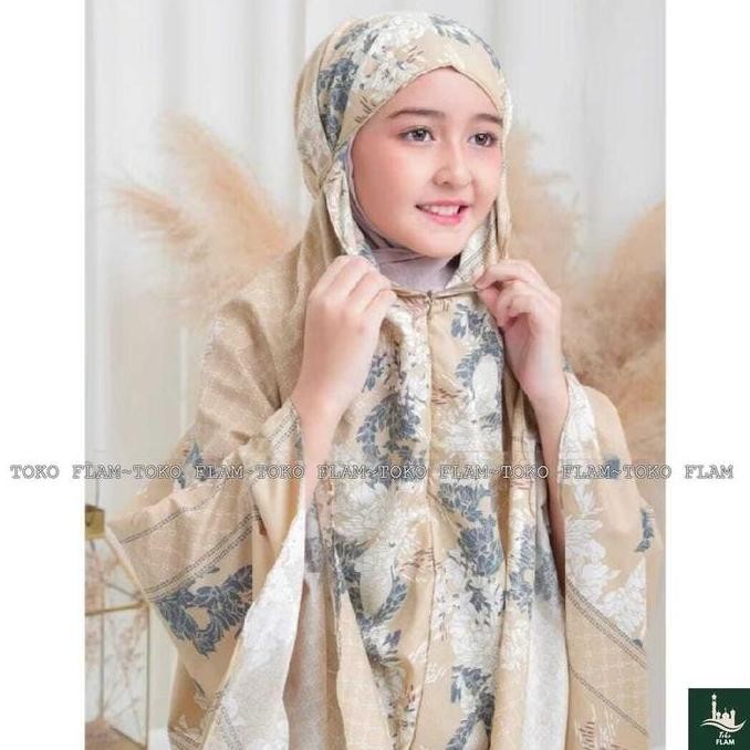 TOKO FLAM MUKENA ANAK TANGGUNG ALENA 2IN1 RESLETING KATUN TRAVEL PS