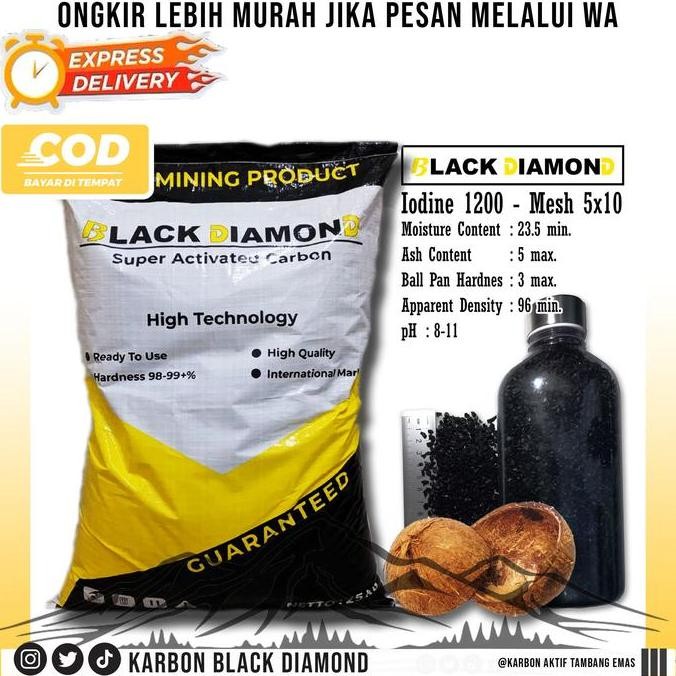 KARBON AKTIF BLACK DIAMOND - IODINE 1200 MESH 5X10 - TAMBANG EMAS ORIGINAL DAN TERPERCAYA