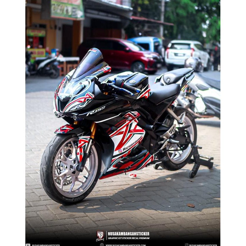 Decal Stiker Motor Yamaha R15 V3 Hitam Putih Fullbody Original