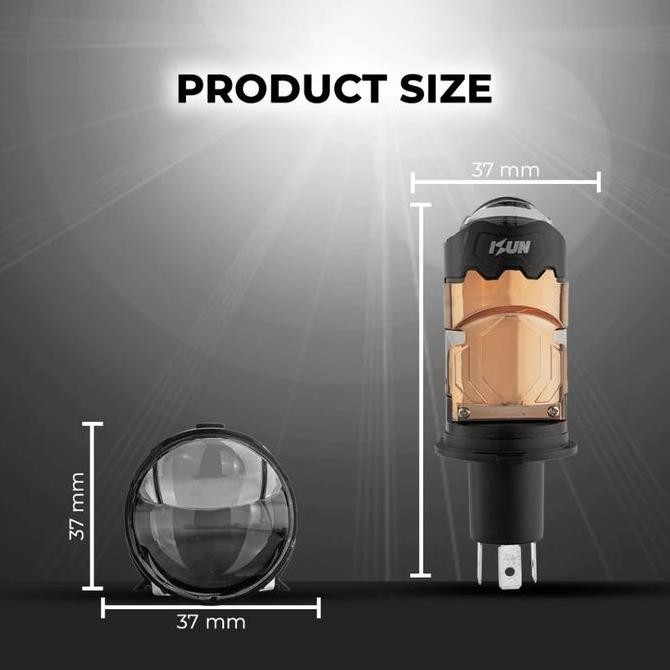 ISUN Lampu H4 Mini BILED MB55 Flat Cut Off dengan Double-Lens Laser dan Kipas Pendingin DC9-60V/50W