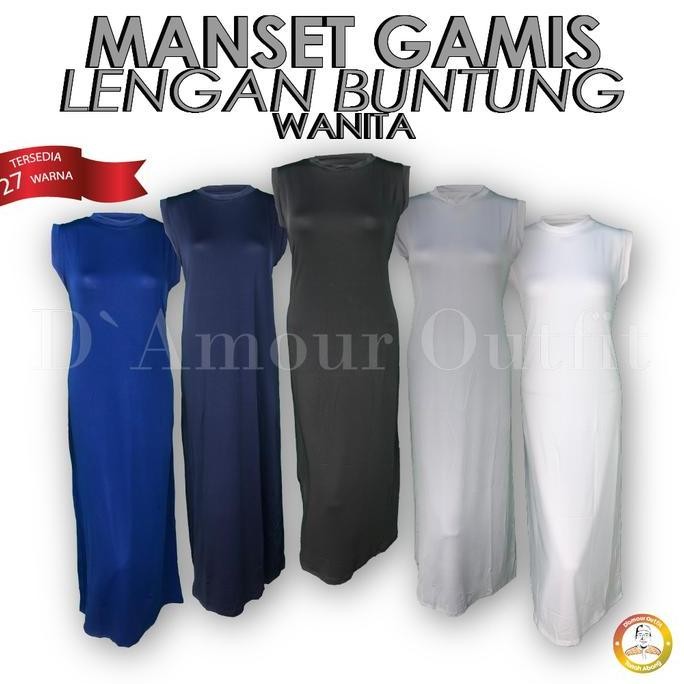 DS7 >> Baju Manset Gamis Balon Tanpa Lengan Wanita Kerah Leher Turtle Neck Polos Dalaman Perempuan H