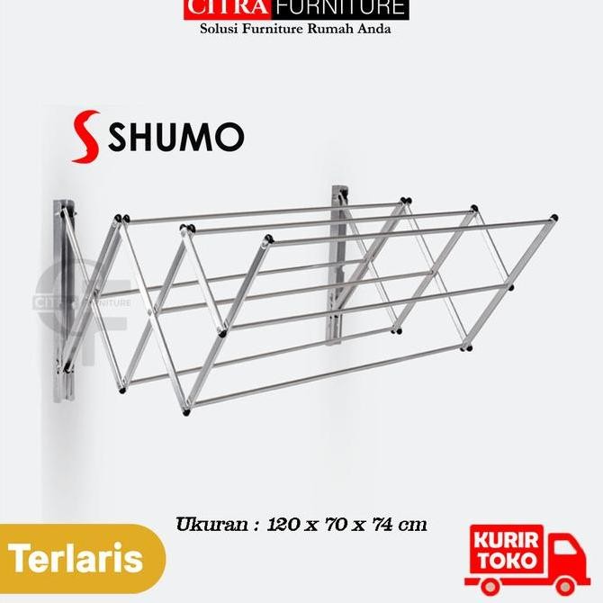 TERMURAH - SHUMO Jemuran Handuk Dinding Stainless Okayaman Series | Jemuran Baju Lipat Kecil Kamar M