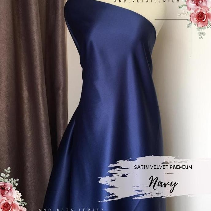 DY152 - Satin Premium Warna Biru Navy Dongker Bahan Dress Gamis Furing