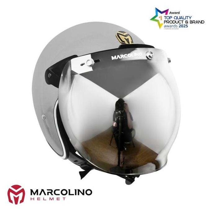 BEBAS ONGKIR - Marcolino Retro Helmet with Marcolino Chrome Bubble Visor [MARCOLINO X ZONA HELM] [Re