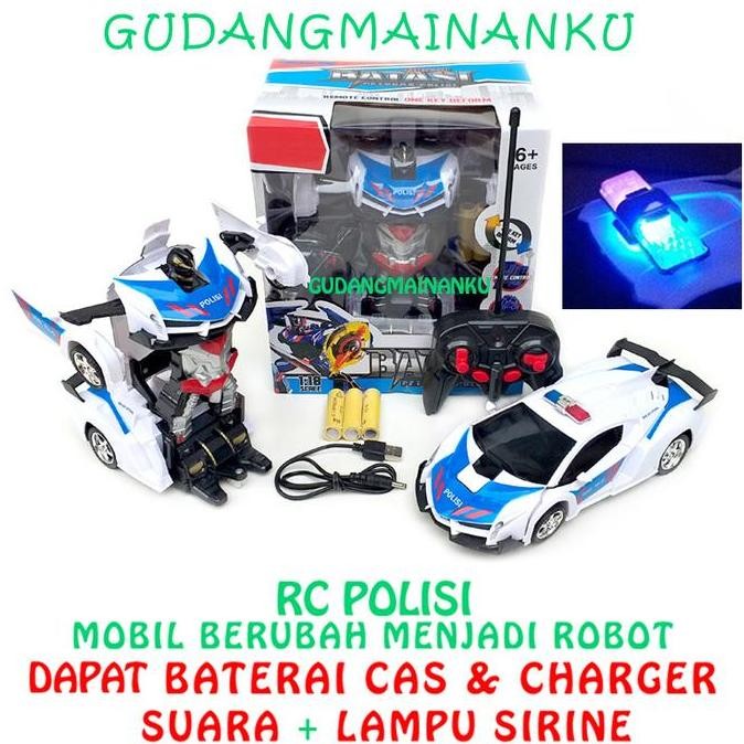 TERMURAH - LAMPU DAN SUARA SIRINE (PAKAI BATERAI CAS) Mobil Remot Robot Polisi RC Remote Control Ada