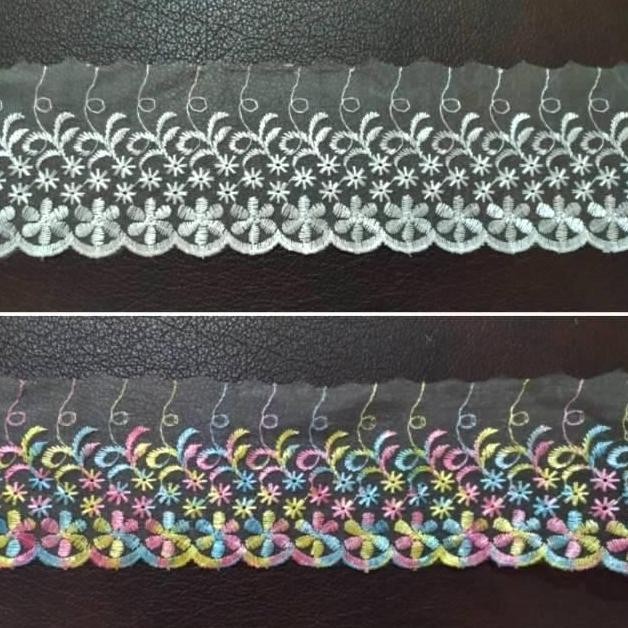 

langsung order saja] Renda Nilon Bordir Lebar 10 cm (15 yard) Hitam