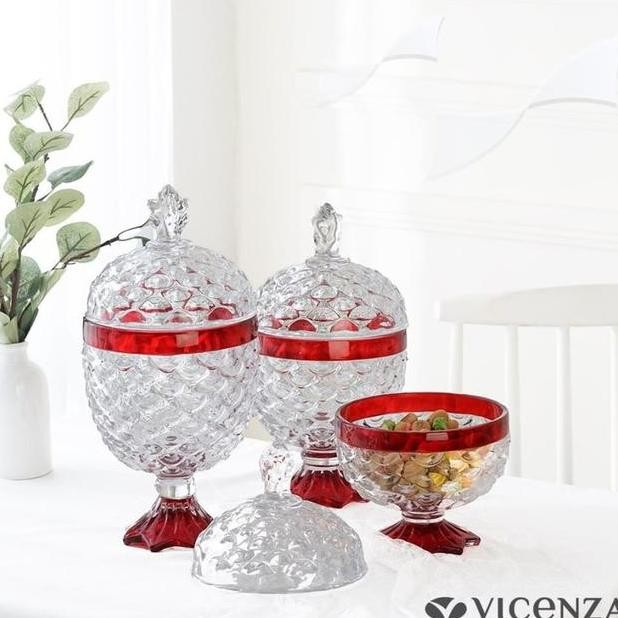 Toples Permen Kaca Nanas Vicenza Pine Candy Jar Set Vgc356Kc Set