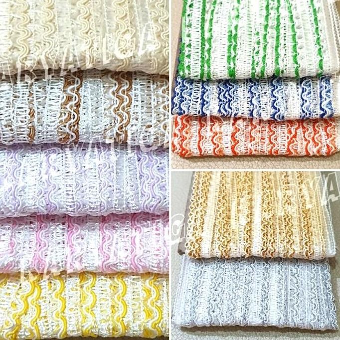 

~~~~~] Renda Asa / Renda Asah Kombinasi Putih Lebar 1.2 cm ( ~ 19 - 20 Yard)