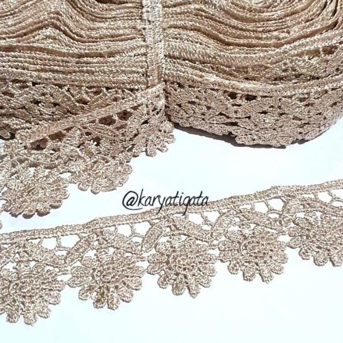 

paling diminati] Renda Giper / Gyper Bordir Bunga Matahari Lebar 3.5 cm 52939 - Coklat Susu