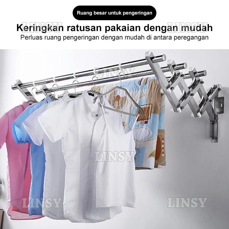 Jemuran Baju Dinding Jemuran Dinding Stainless Steel Jemuran Dinding Lipat 100/120/150/180/200Cm