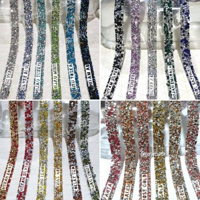 

*#*#*#] (Per Baris) Diamond Tikar Gosok Motif Acak 1 cm x 40 cm - Batch 1 Biru Blue