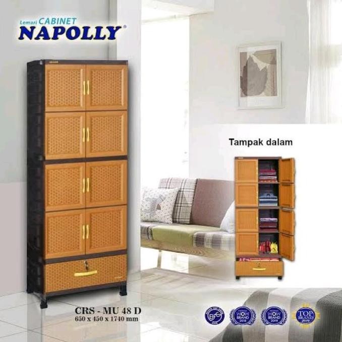 PROMO - (KHUSUS BOGOR) LEMARI PLASTIK NAPOLLY CRS MU 48 D / LEMARI NAPOLLY ROTAN SINTETIS