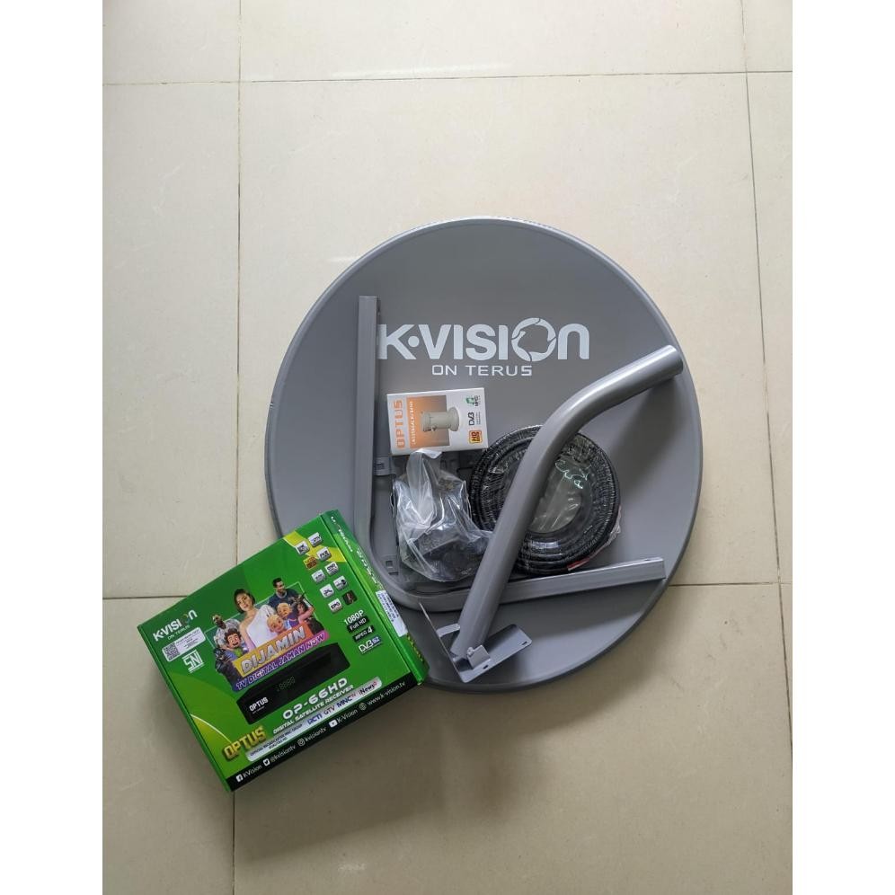 Satu Set Lengkap Paket  Parabola Mini Kvision Abu Odu 45Cm (Solid)
