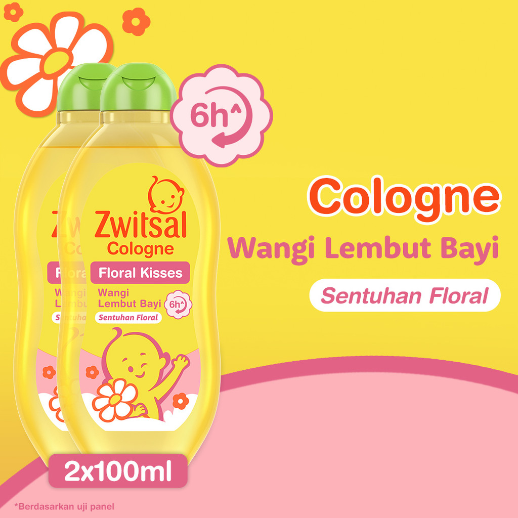 Zwitsal Baby Cologne Floral Kisses Minyak Wangi Bayi 100Ml -Perawatan Bayi, Cologne Anak x2 Twinpack