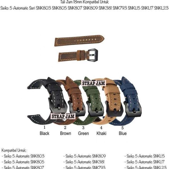 TERMURAH - Crazy Horse Leather Strap 18mm - Seiko 5 SNK803 SNK805 SNK807 SNK809
