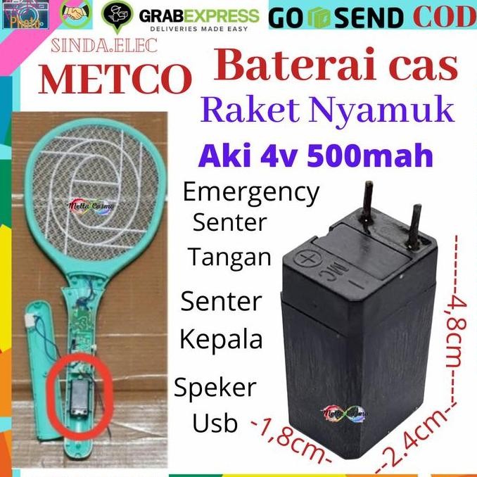 Baterai Raket Nyamuk Aki Kering 4 Volt 500mah Senter Emergency Speaker