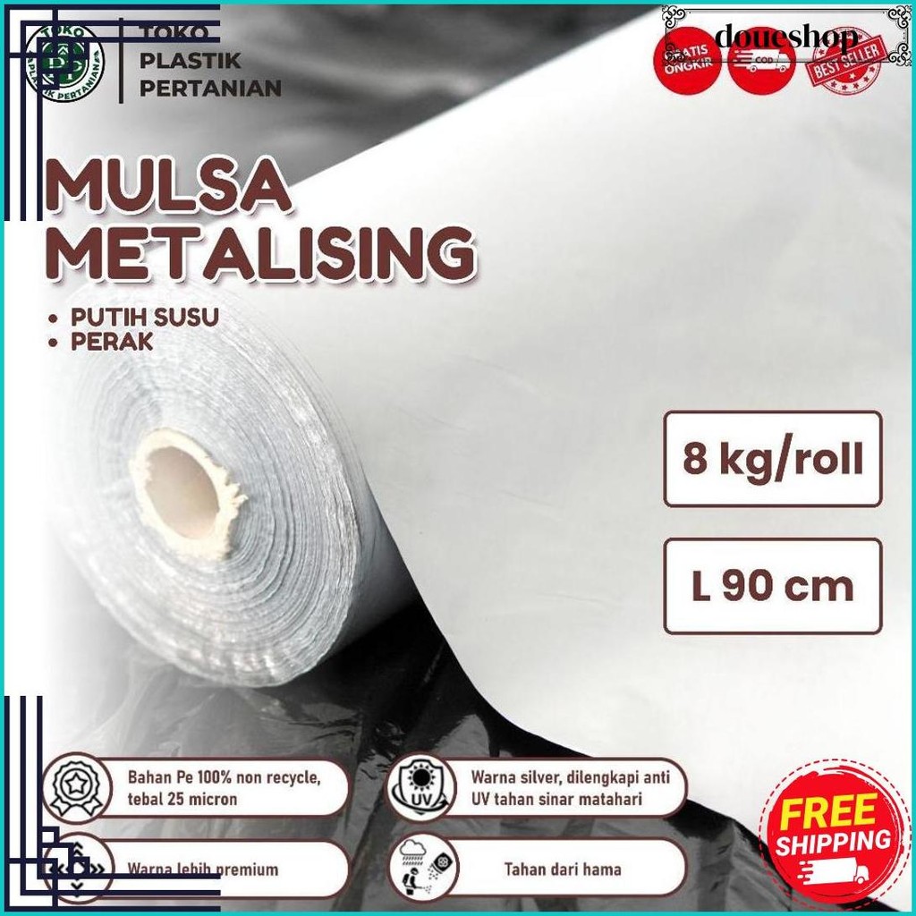 Plastik Mulsa Perak 1 Roll 8 Kg Mulsa Grenjeng Lebar 90 Cm Cod