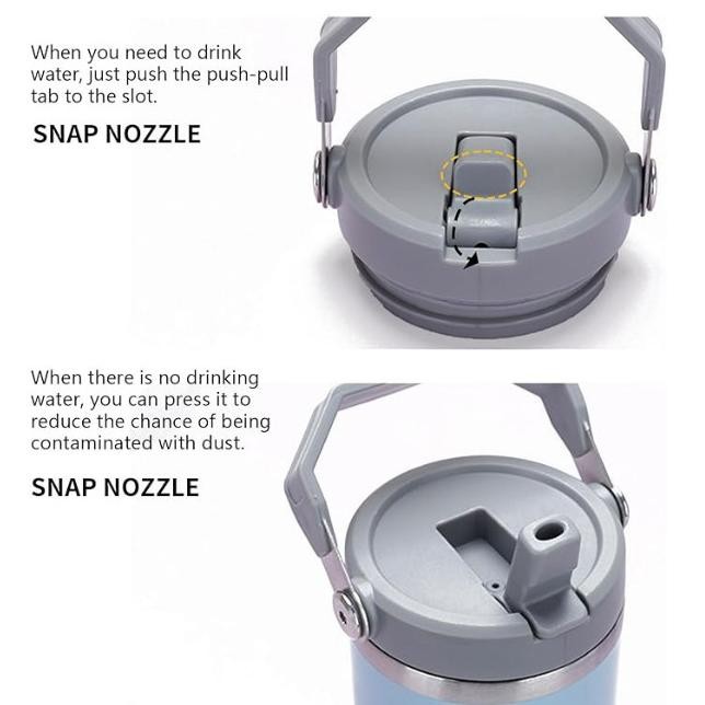 Prermium Botol Tumbler 900Ml Bucket Handle Stainless Steel Sedotan Minuman Pegangan Gagang Tahan Pan