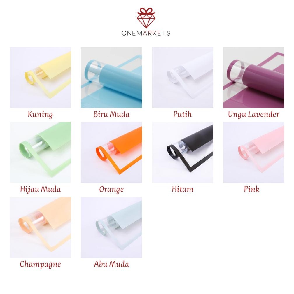 

20 Lembar Cellophane Polos List Transparan Color Korean Wrapping W047