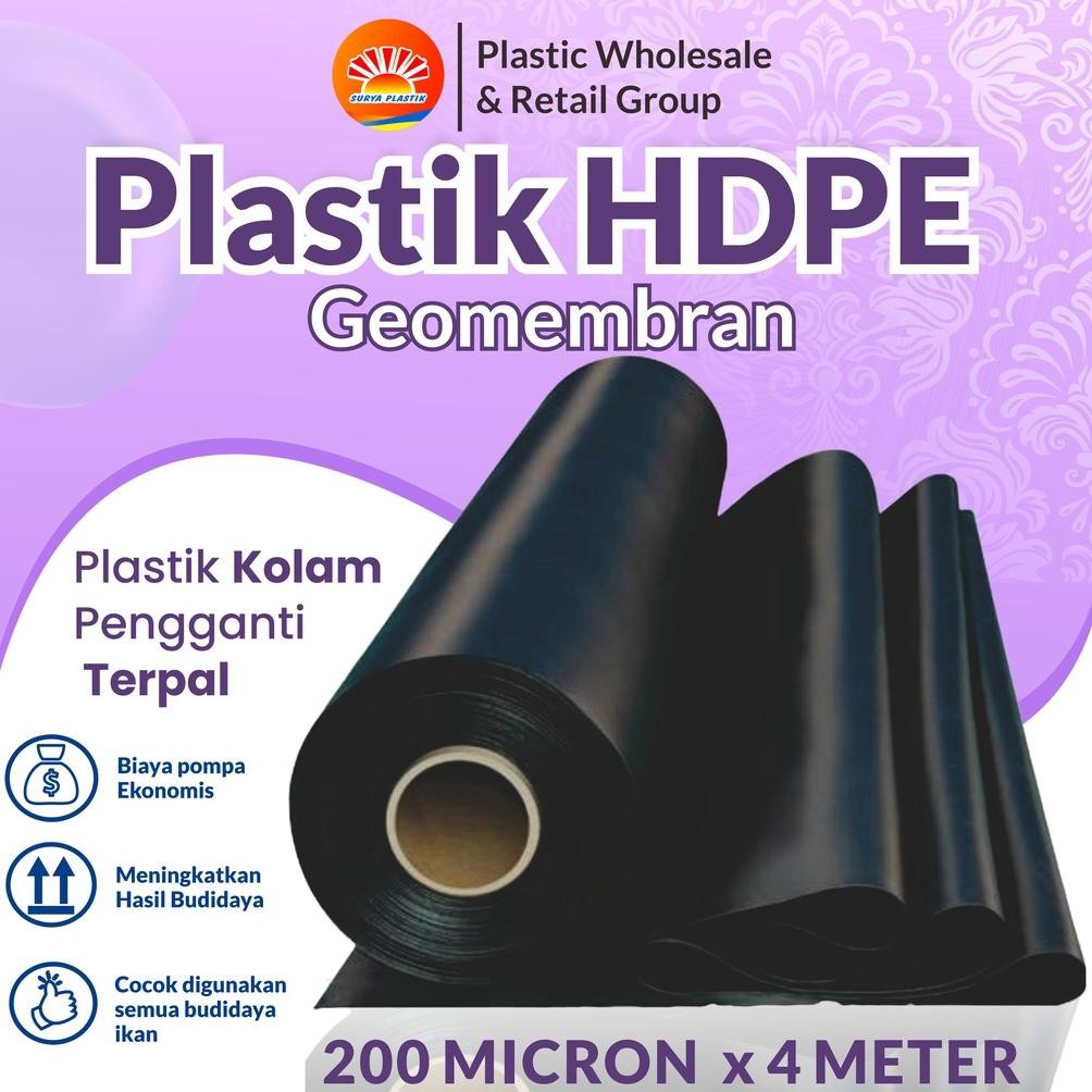 GEOMEMBRAN HDPE TEBAL 200 MICRON LEBAR 4 METER