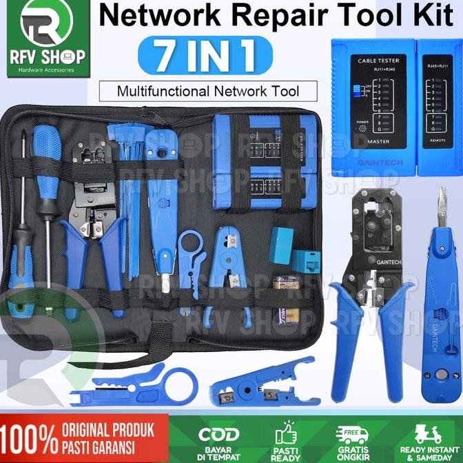 PAKET TOOLKIT 7 IN 1 NETWORK CABLE REPAIR TOOL KIT SET TESTER GT-580