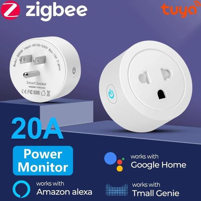 SMATRUL Adaptor US Plug 20A Power Monitor Tuya Zigbee US EU Smart Socket Plug Adapter Wireless Remot