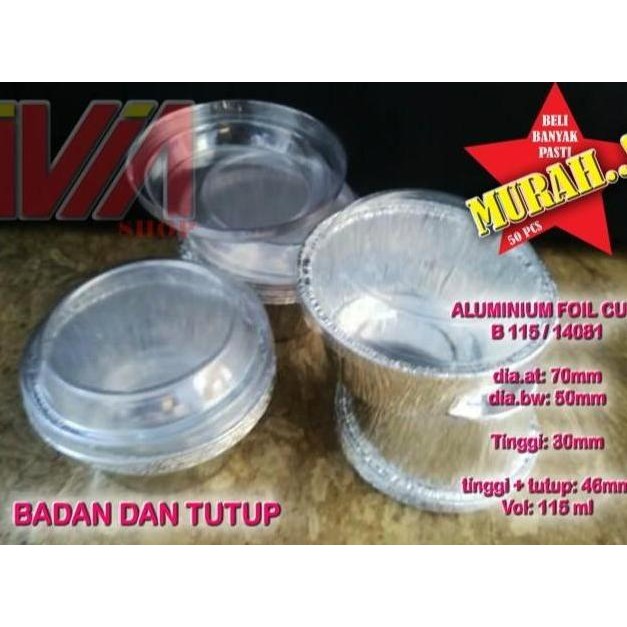 Isi 1000 - B 115 / Rx 14081 Alumunium Foil Bulat Diameter 8 Cm (Dengan Tutup)