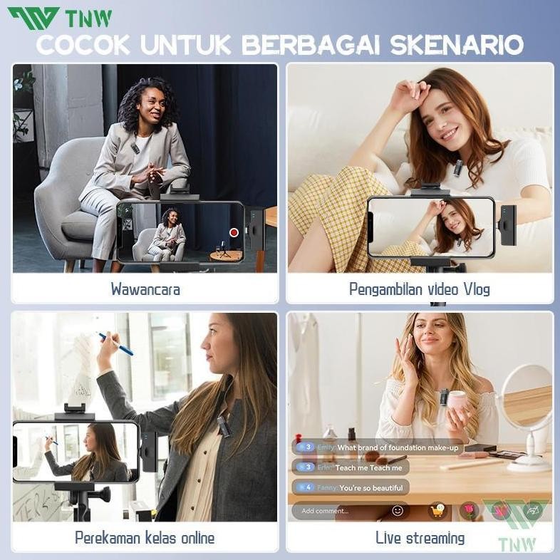 Tnw A17 Microphone Wireless 2025 Versi Baru Mic Clip On Lavalier Mikrofon Mic Wireless Original 2 Mi