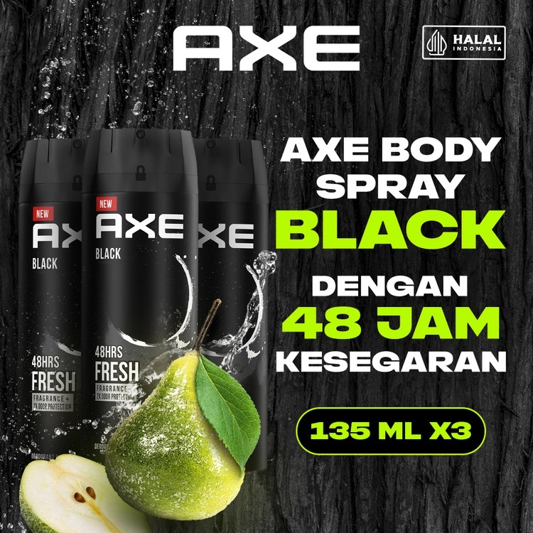AXE MEN DEODORANT BODY SPRAY BLACK 135ML TRIPLEPACK (x3)