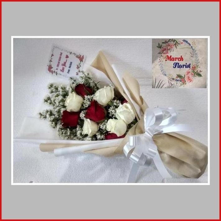 BUKET MAWAR MERAH PUTIH