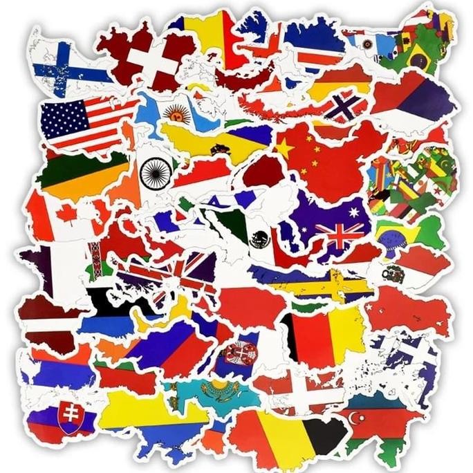 

sticker negara bentuk peta isi 50 pcs Redy !!!