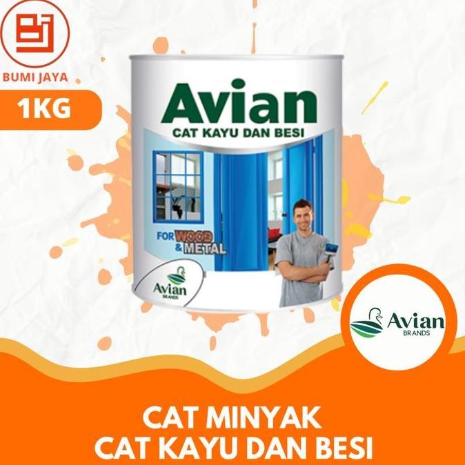 Cat minyak avian 1 kg cat kayu dan besi avian 1 kg Kuas