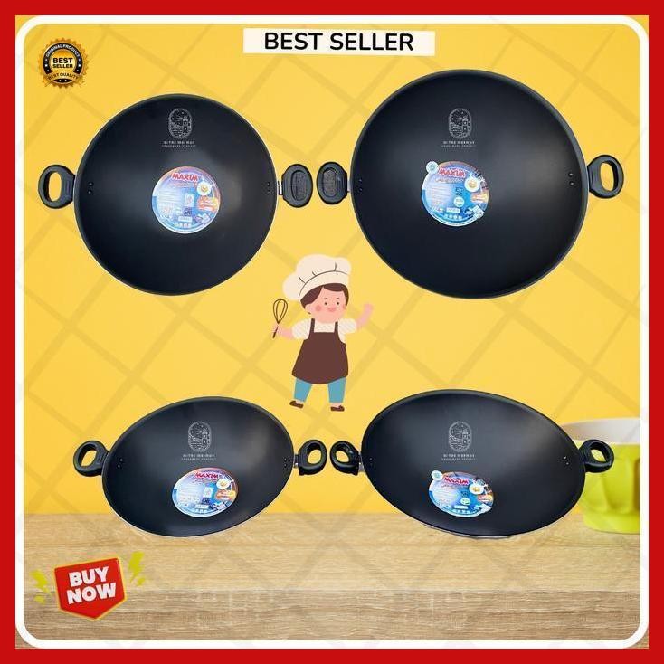 (Termurah) Wok Maxim Valentino 30 36 Cm Wajan Penggorengan Maxim Anti Lengket Gas