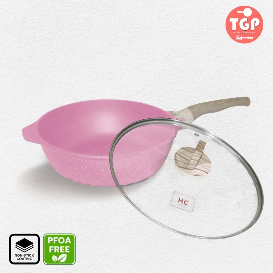 Bisa Cod Panci Wajan Penggorengan Wok Super Pan 30Cm Hc Ceramic Marble Anti Lengket Induksi ||