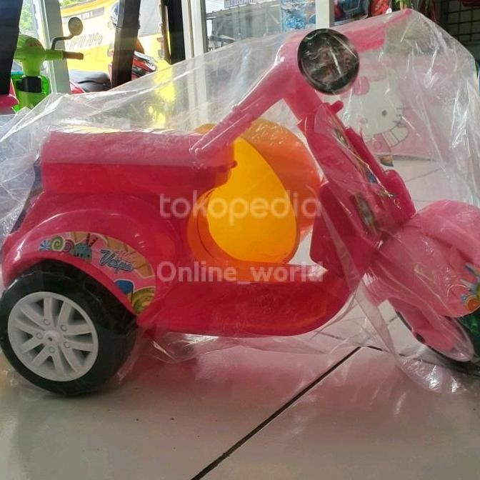 mainan motor vespa mini anak dorong roda 3