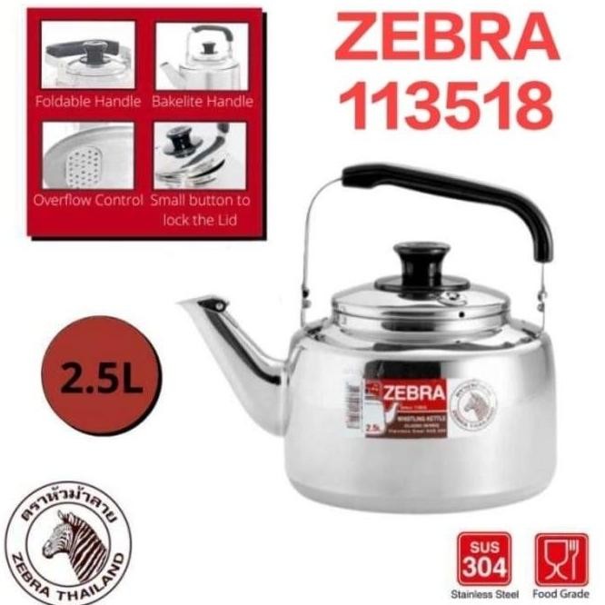 TERBARU! ZEBRA CERET BUNYI 2,5 LITER 113518  STAINLESS STEEL 113518 ORIGINAL