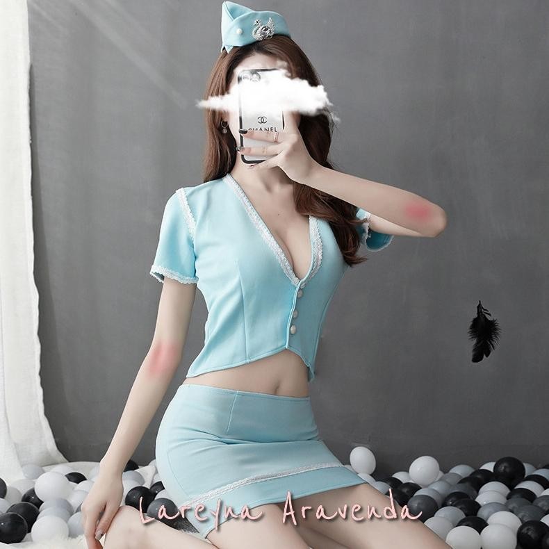 Lingerie Sexy Big Size Cosplay Godaan Pramugari LG124 indahnya69