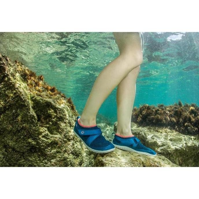 Decathlon Subea Sepatu Aquashoes Velcro Dewasa - Aquashoes 500 Biru Pink - 8578993