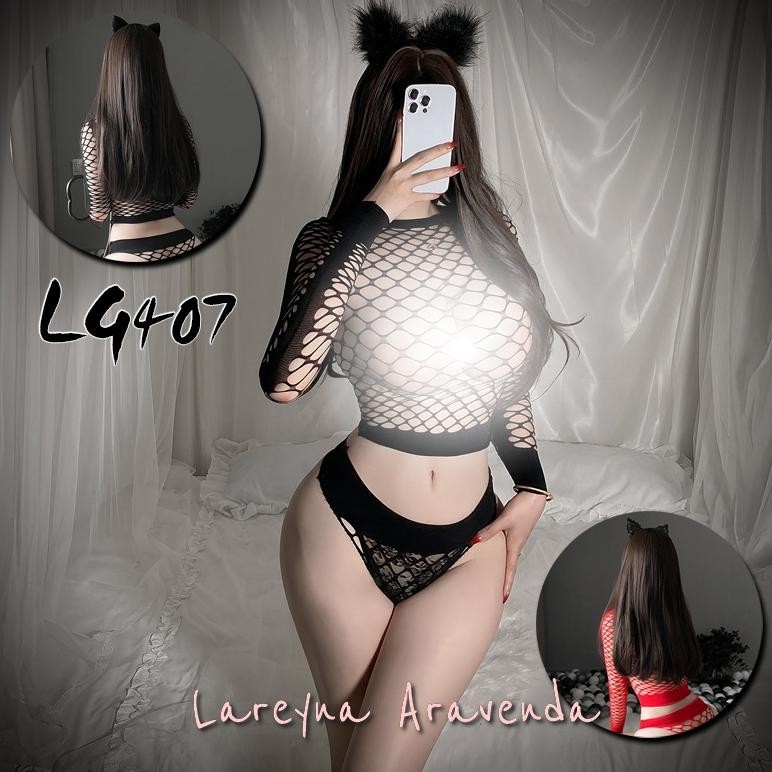 Lingerie Body Stocking + CD Seksi Jaring Lengan Panjang LG407 kesayangan69
