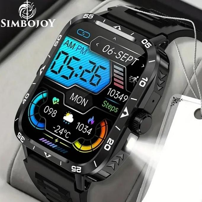 Simbojoy Smart Watch Led Flashlight Running Pria Pace Ip67 Waterproof 100+ Sports Mode Bluetooth Cal