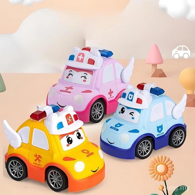 Toy Studio Mainan Mobil RC Remot Control Cartoon Robocar Poli City Rescue Keluar Lampu + Baterai