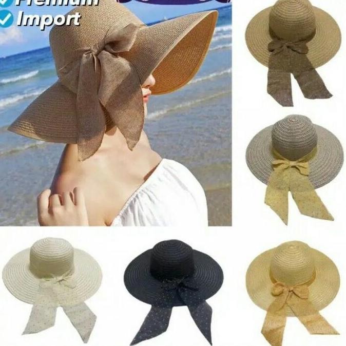 Topi Lebar Pantai/Topi Rajut Bintik Emas