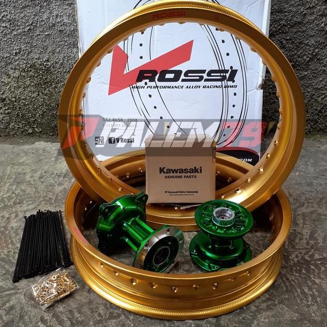 Ready  Velgset Gold Supermoto Tromol Hijau KLX 150 S L BF Dtracker Velg Velk