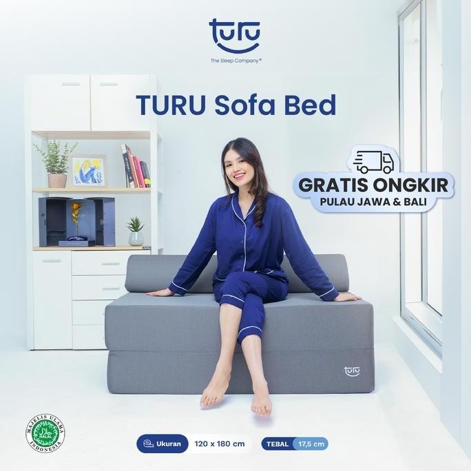 TURU Sofa Bed 2in1 Uk. 120x180 TURU Minimalis Grey / Trifold Kasur Sofa
