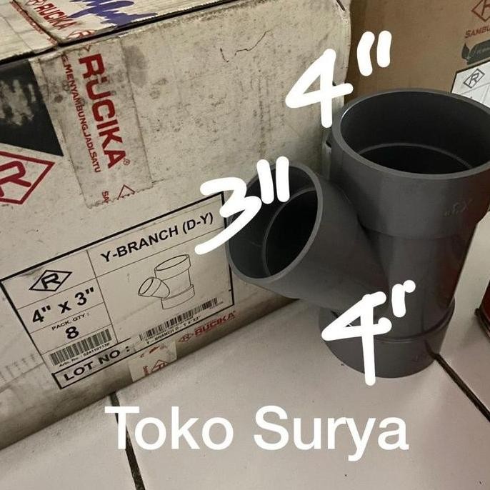 RUCIKA TEE Y 4" x 3" 45 derajat TEE Y 45 derajat 4" x 3" Fitting / Sambungan Pipa PVC Rucika Tee Y 4