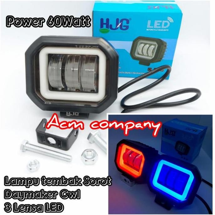 Promo Lampu Tembak Sorot Daymaker 3Mata Lensa LED 60Watt Cwl Cree Angel eye COD