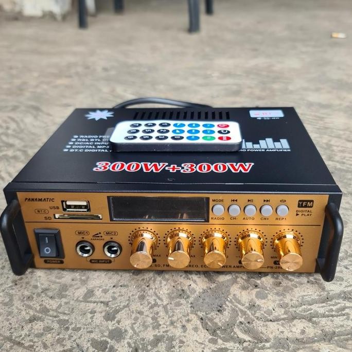 POWER + TONE KONTROL + KIT MP3 PLAYER BLUETOOTH BT MIC ECHO KARAOKE 300W + 300W CONTROL BLUETOOT PEN