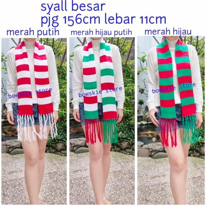 syall natal shal leher wanita pria scarf rajut aksesoris natal unisex