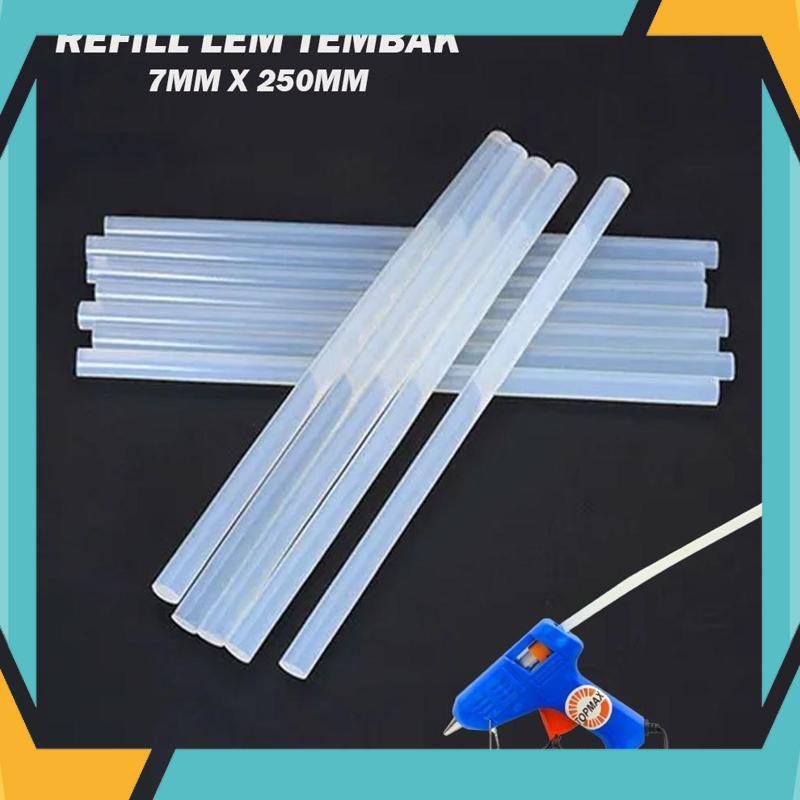 

Bisa COD [10 Batang] Refil Isi Ulang Lem Tembak Lilin / Glue Stick Glue Gun Bening Putih KECIL 7MM XHH-21
