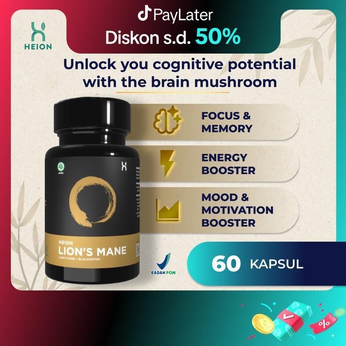 

MN HEION LION'S MANE 60 KAPSUL @500MG BPOM RESMI - KESEHATAN OTAK, FUNGSI SARAF, IMUN, ANTI CEMAS LIONS MANE